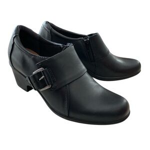 NEW Women's Clarks Genette Vista Leather Bootie Shoes SZ 7.5 Black